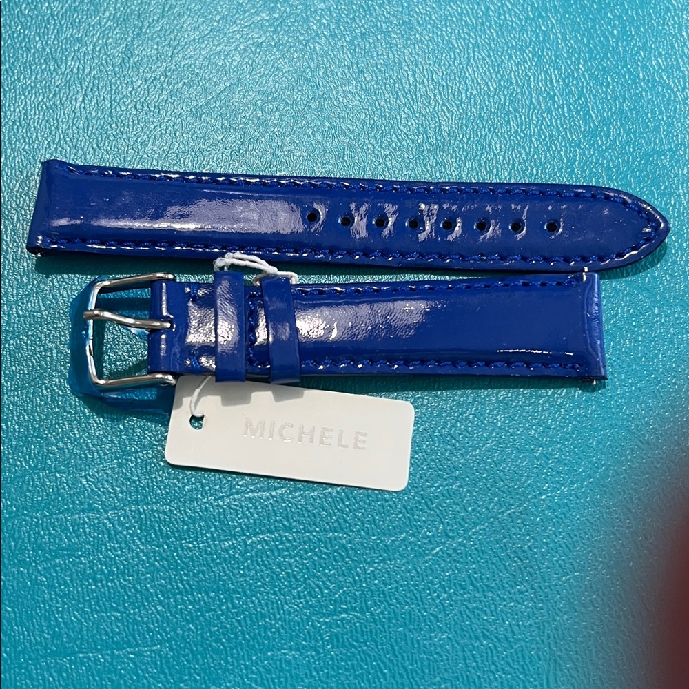 Michele Blue Patent Leather Watch Band NWT 18mm.